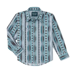 Wrangler | Boys Teal Checotah LS Shirt