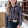 Cruel Denim | Girls Navy Western Snap LS Shirt