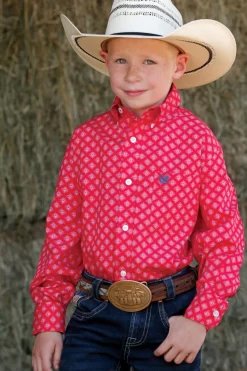 Cinch | Boys Red Print LS Shirt